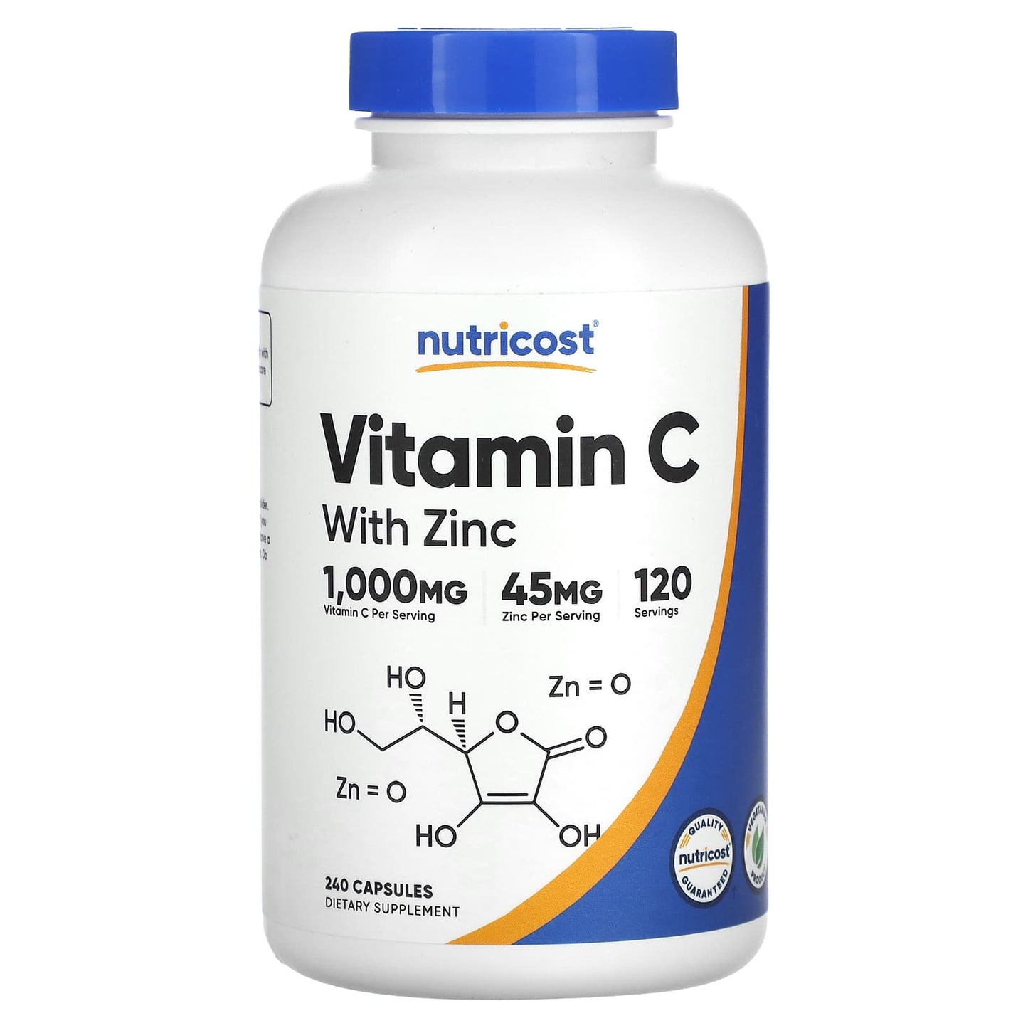 Nutricost, Vitamin C with Zinc, 240 Capsules - Image 1