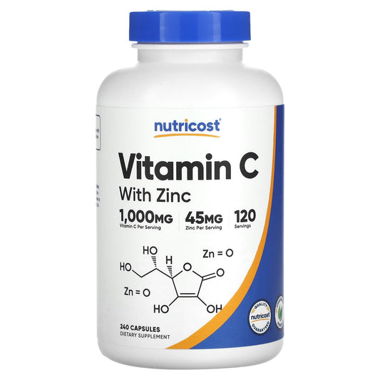 Nutricost, Vitamin C with Zinc, 240 Capsules - Image 1