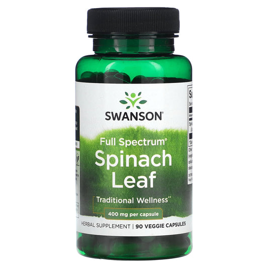 Swanson, Full Spectrum Spinach Leaf, 400 mg, 90 Veggie Capsules - Image 1