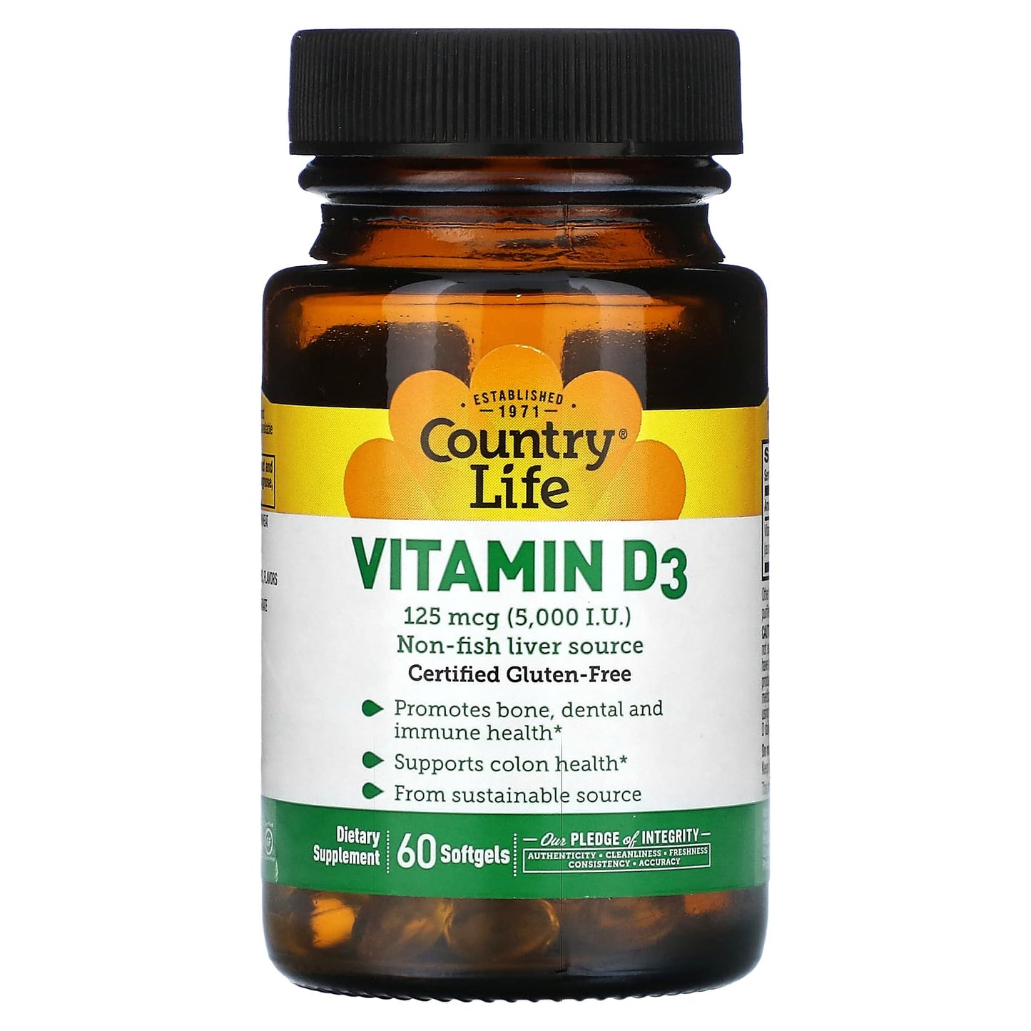 Country Life Vitamin D3 5,000 IU - Supports Bone & Immune Health - Image 1