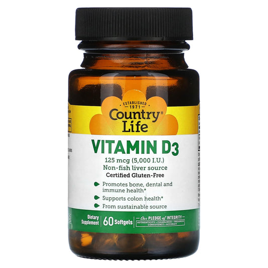 Country Life Vitamin D3 5,000 IU - Supports Bone & Immune Health - Image 1