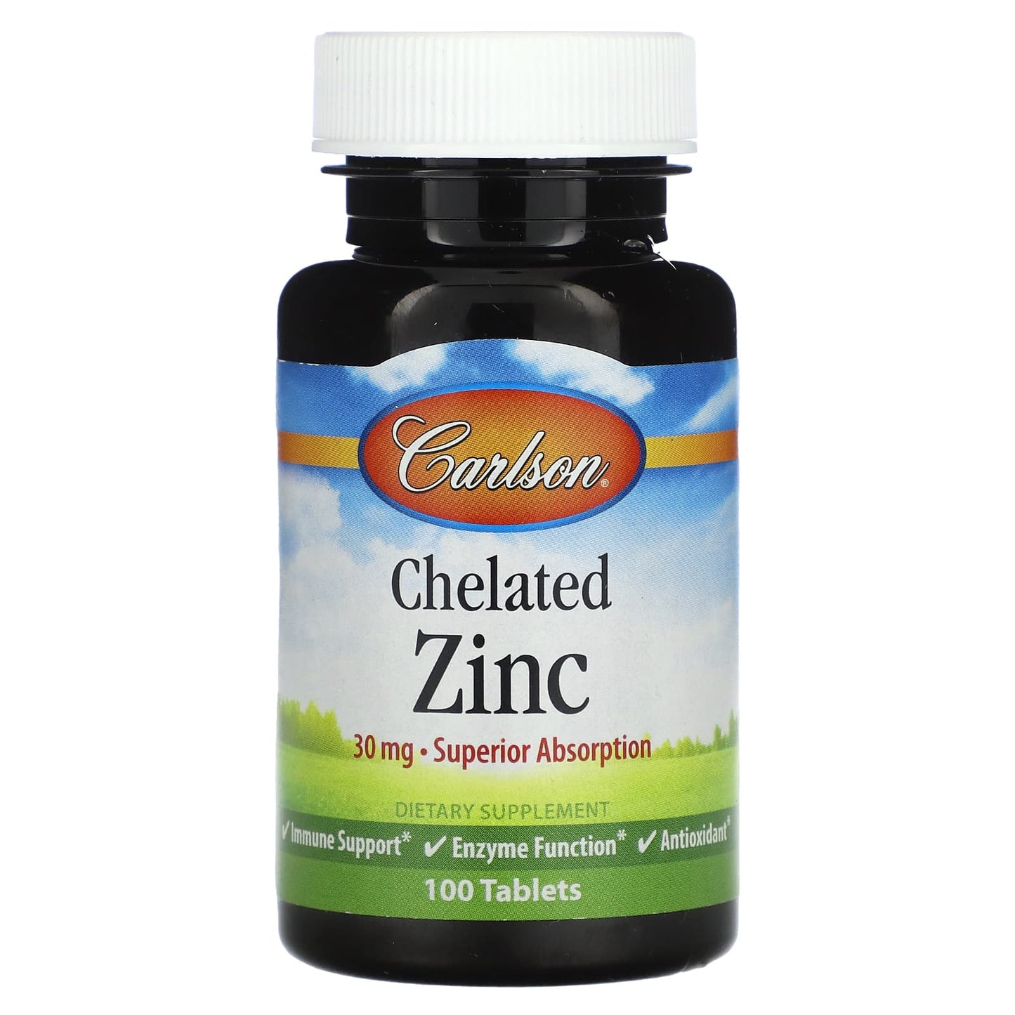 Carlson Chelated Zinc Supplement 30mg, 100 Tablets for Immune Support - Image 1