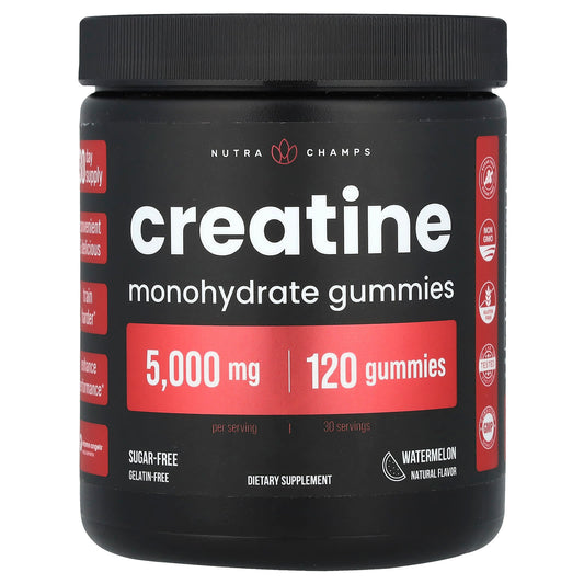 NutraChamps, Creatine Monohydrate Gummies, Watermelon, 120 Gummies (1,250 mg per Gummy) - Image 1
