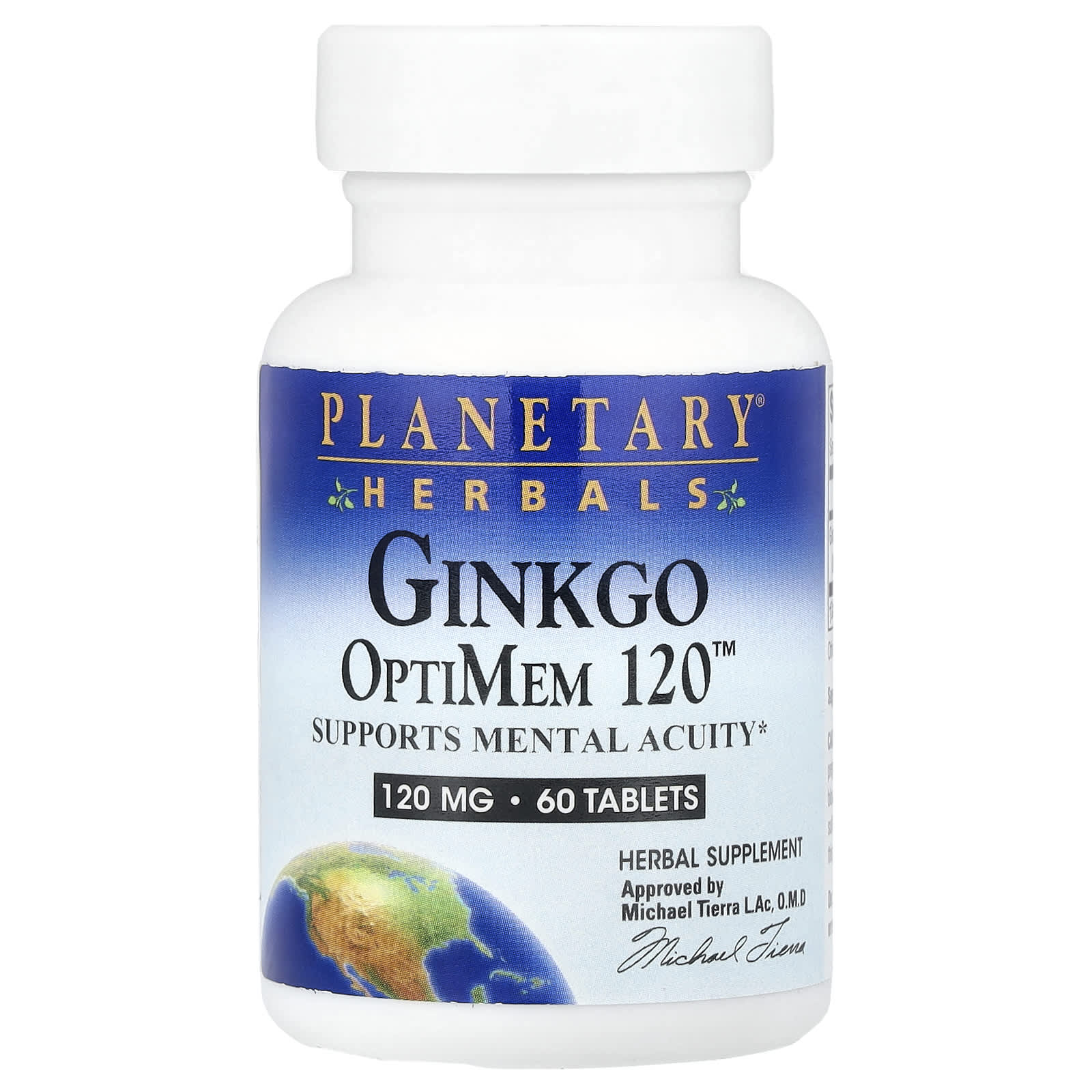 Planetary Herbals, Ginkgo OptiMem 120™, 120 mg, 60 Tablets - Image 1