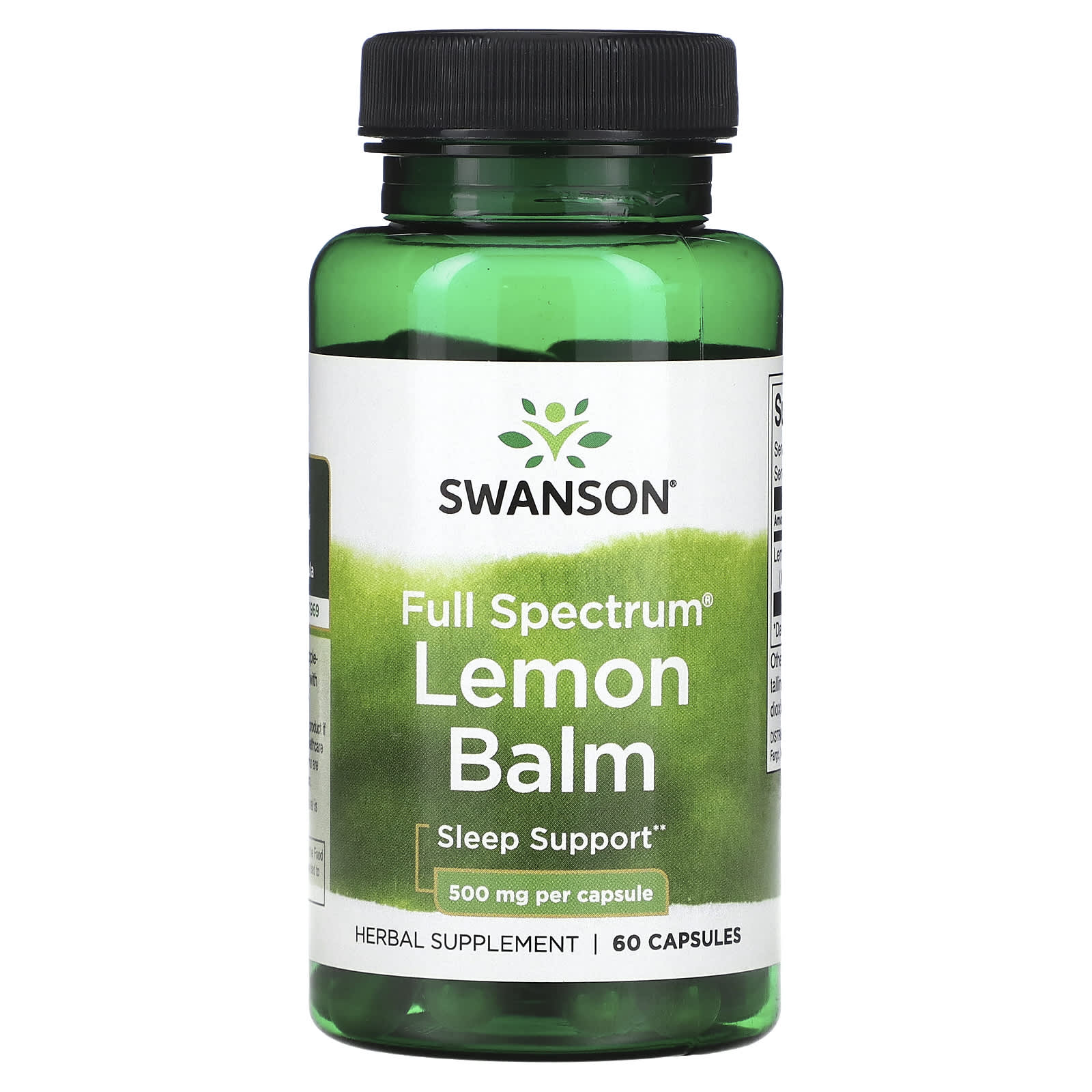 Swanson, Full Spectrum Lemon Balm, 500 mg, 60 Capsules - Image 1