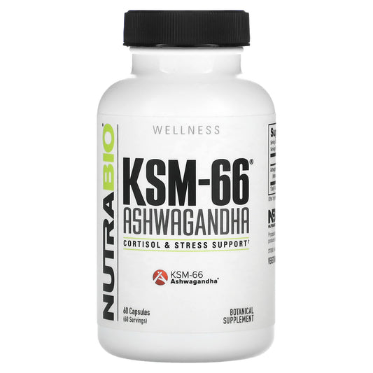 NutraBio, KSM-66®, Ashwagandha, 60 Capsules (600 mg per Capsule) - Image 1