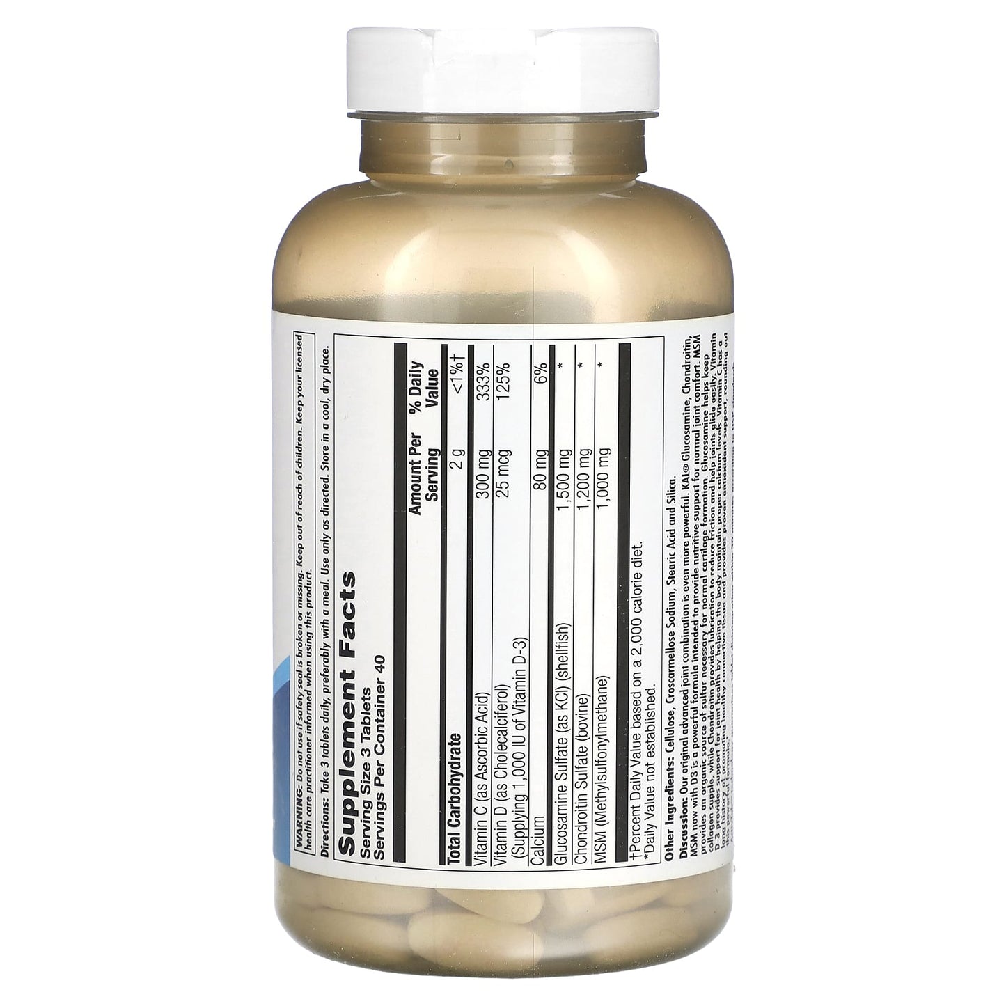 KAL, Glocosamine Chondroitin MSM D-3, 120 tablets - Image 2
