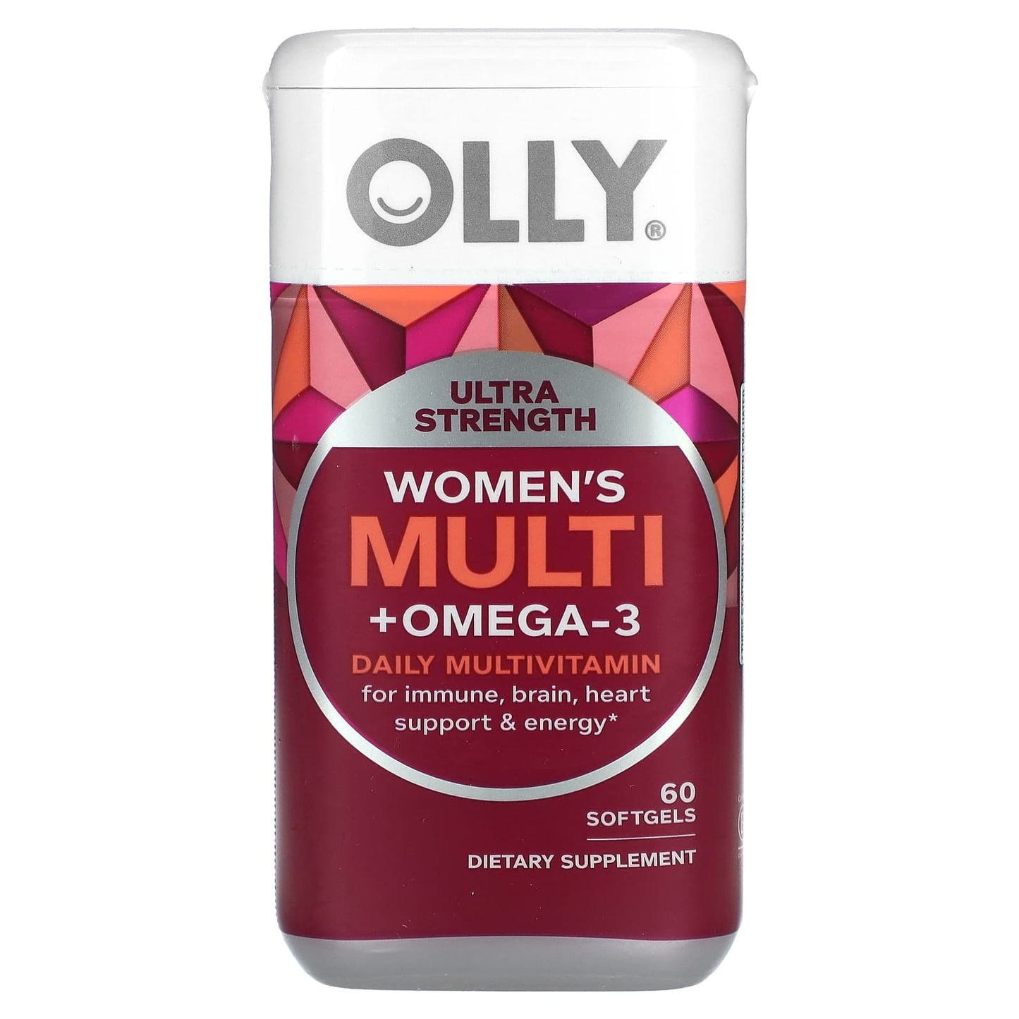 OLLY, Women's Multi + Omega-3, Daily Multivitamin, Ultra Strength, 60 Softgels - Image 1