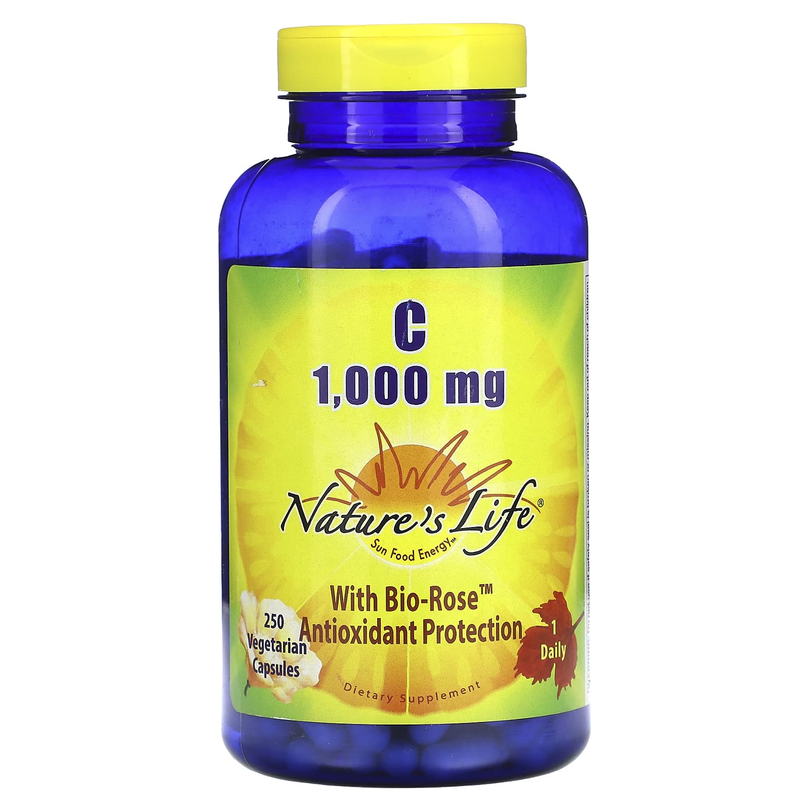Nature's Life, Vitamin C With Bio-Rose, 1,000 mg, 250 Vegetarian Capsules - Image 1