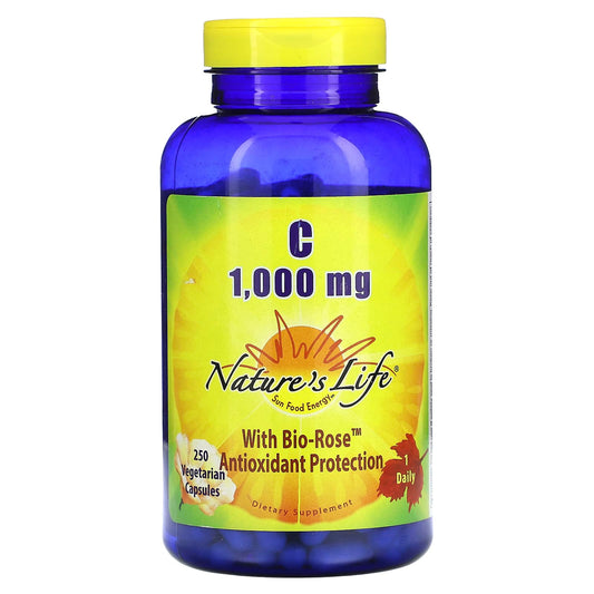Nature's Life, Vitamin C With Bio-Rose, 1,000 mg, 250 Vegetarian Capsules - Image 1