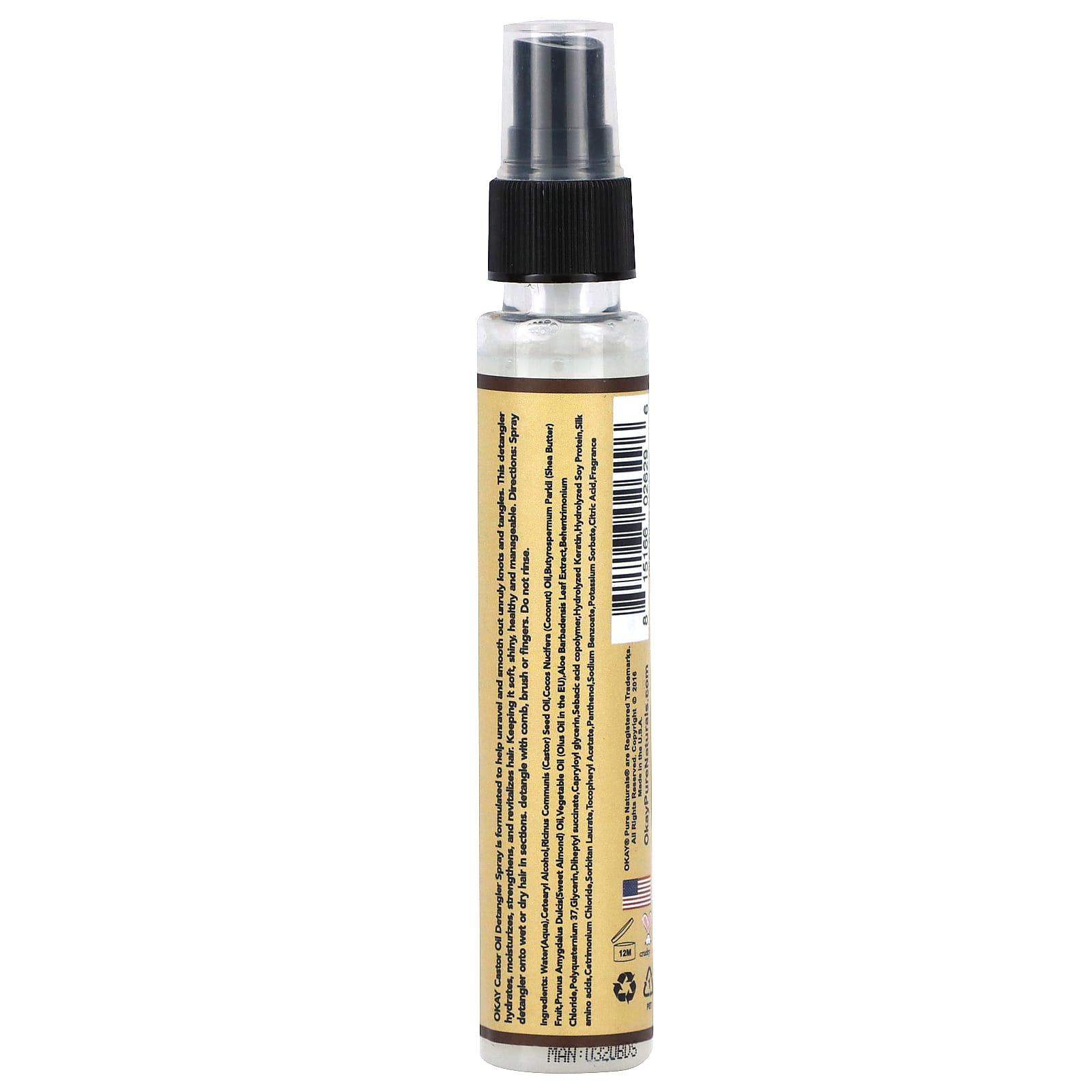 Okay Pure Naturals, Black Jamaican Castor Oil, Detangler Spray, 2 fl oz (59 ml) - Image 2