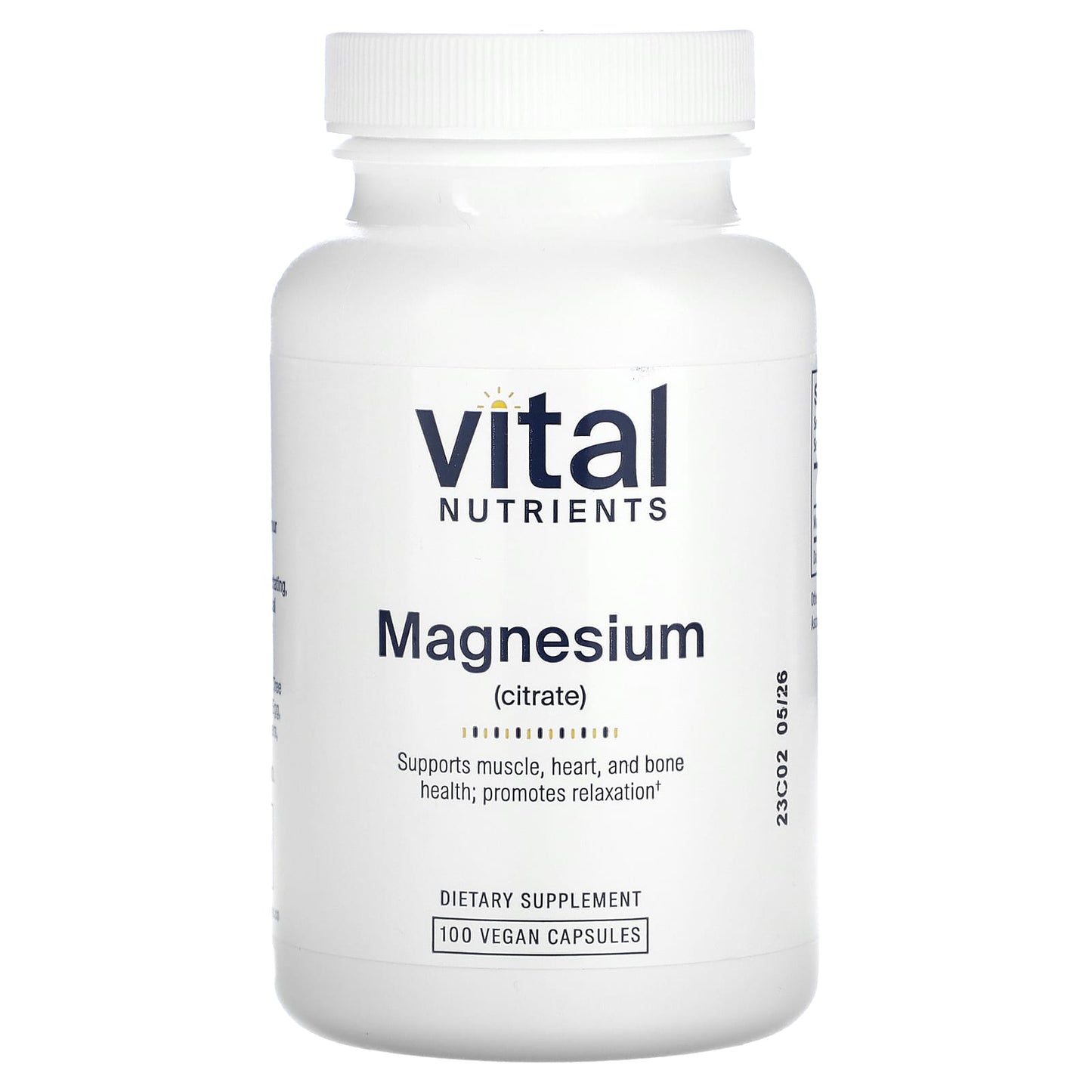 Vital Nutrients, Magnesium (Citrate), 100 Vegan Capsule (150 mg per Capsule) - Image 1