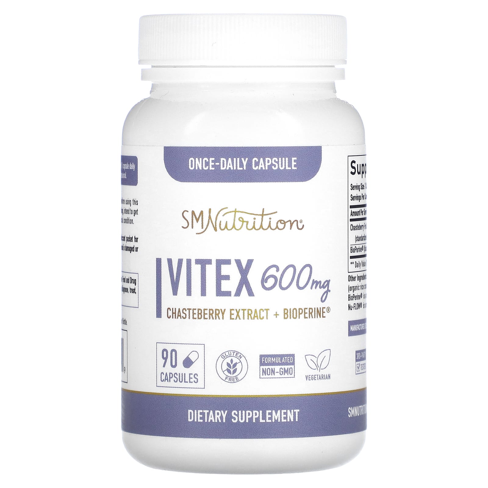SMNutrition, Vitex, 600 mg, 90 Capsules - Image 1