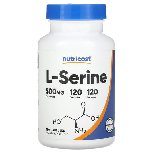 Nutricost, L-Serine, 500 mg, 120 Capsules - Image 1