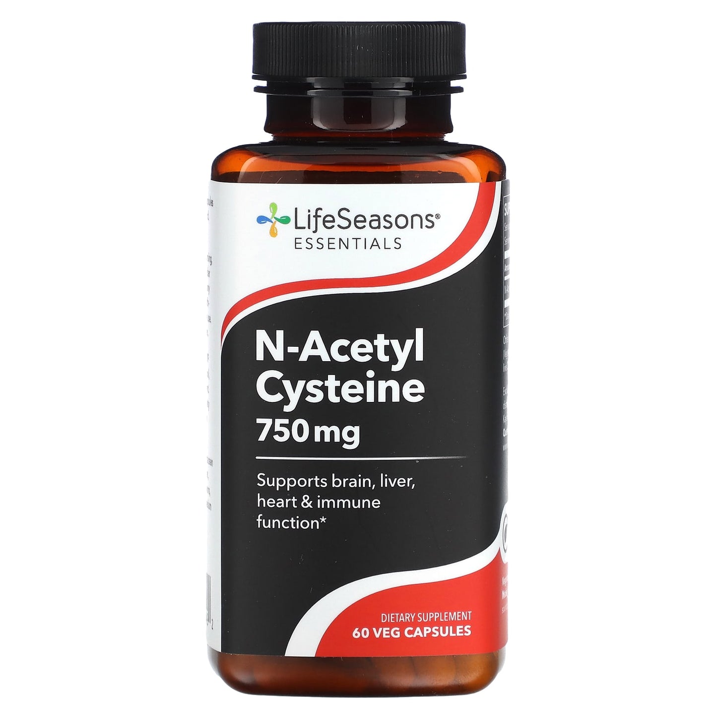 LifeSeasons, N-Acetyl Cysteine, 60 Veg Capsules (375 mg per Capsule) - Image 1