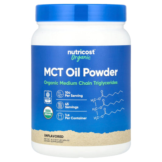 Nutricost, Organic MCT Oil Powder, Unflavored, 16.2 oz (454 g) - Image 1