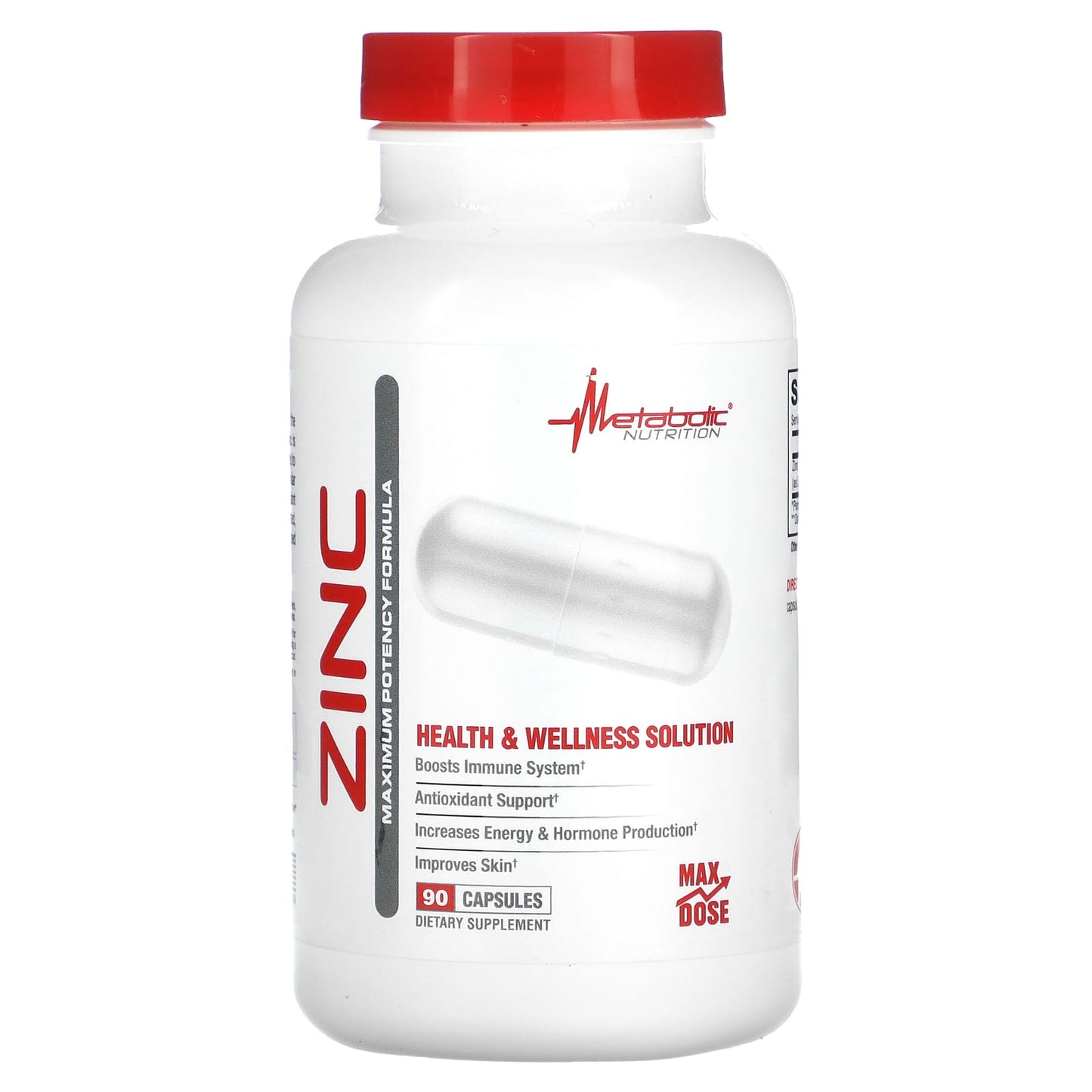 Metabolic Nutrition, Zinc, 75 mg, 90 Capsules - Image 1