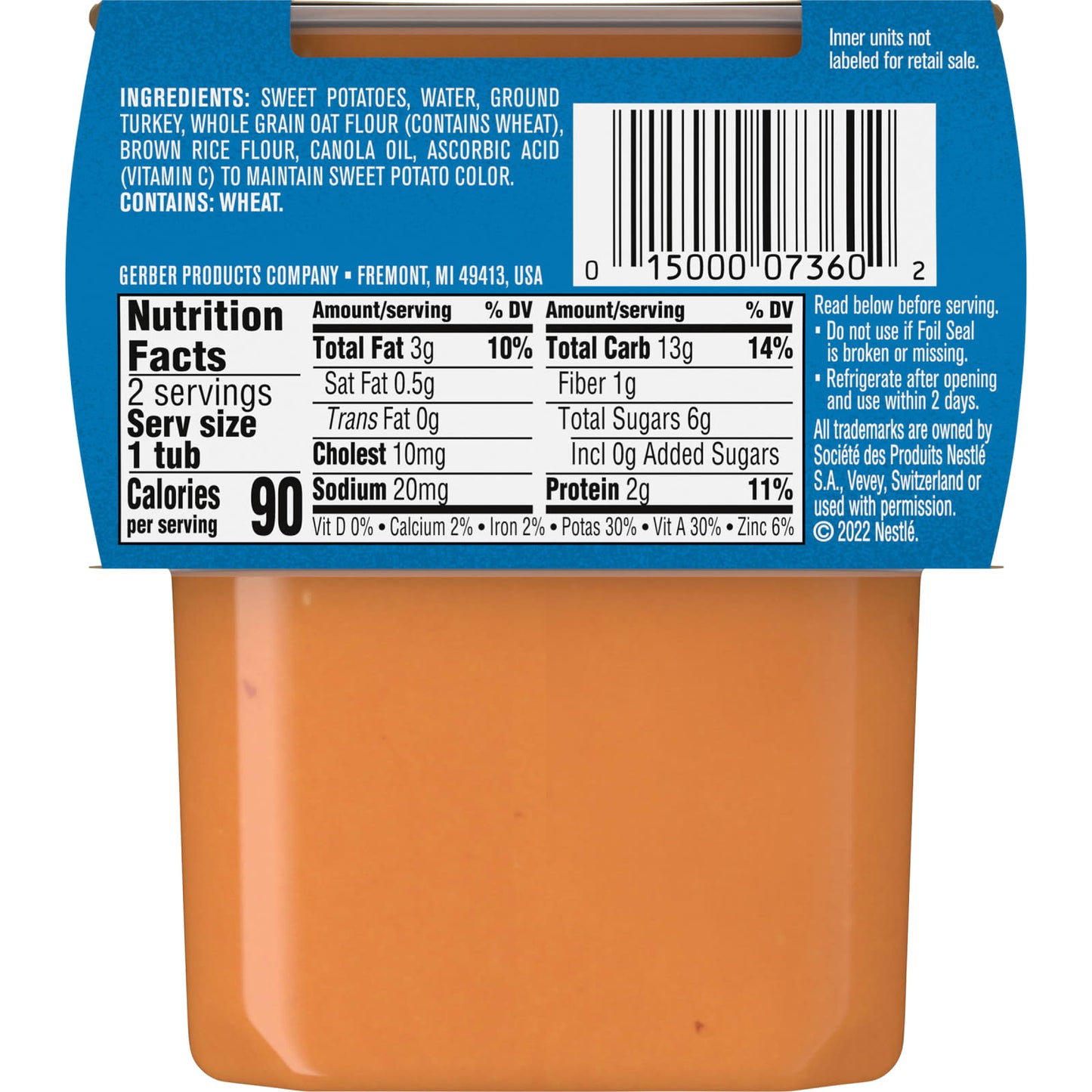 Gerber Baby Mealtime Power Blend, Sweet Potato Turkey, 2-Pack, 4 oz Each - Image 2