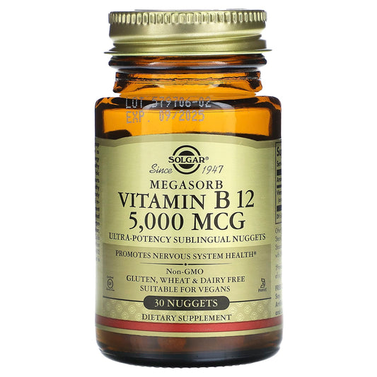 Solgar, Megasorb, Vitamin B12, 5,000 mcg, 30 Nuggets - Image 1