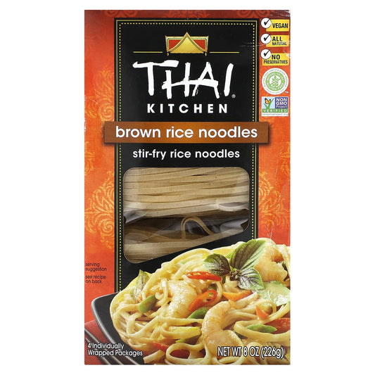 Thai Kitchen, Brown Rice Noodles, 4 Individually Wrapped Packages, 2 oz (56 g) Each - Image 1