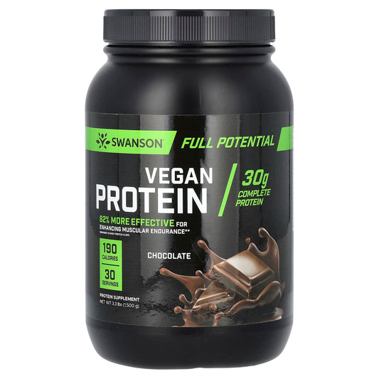 Swanson, Vegan Protein, Chocolate, 3.3 lbs (1,500 g) - Image 1