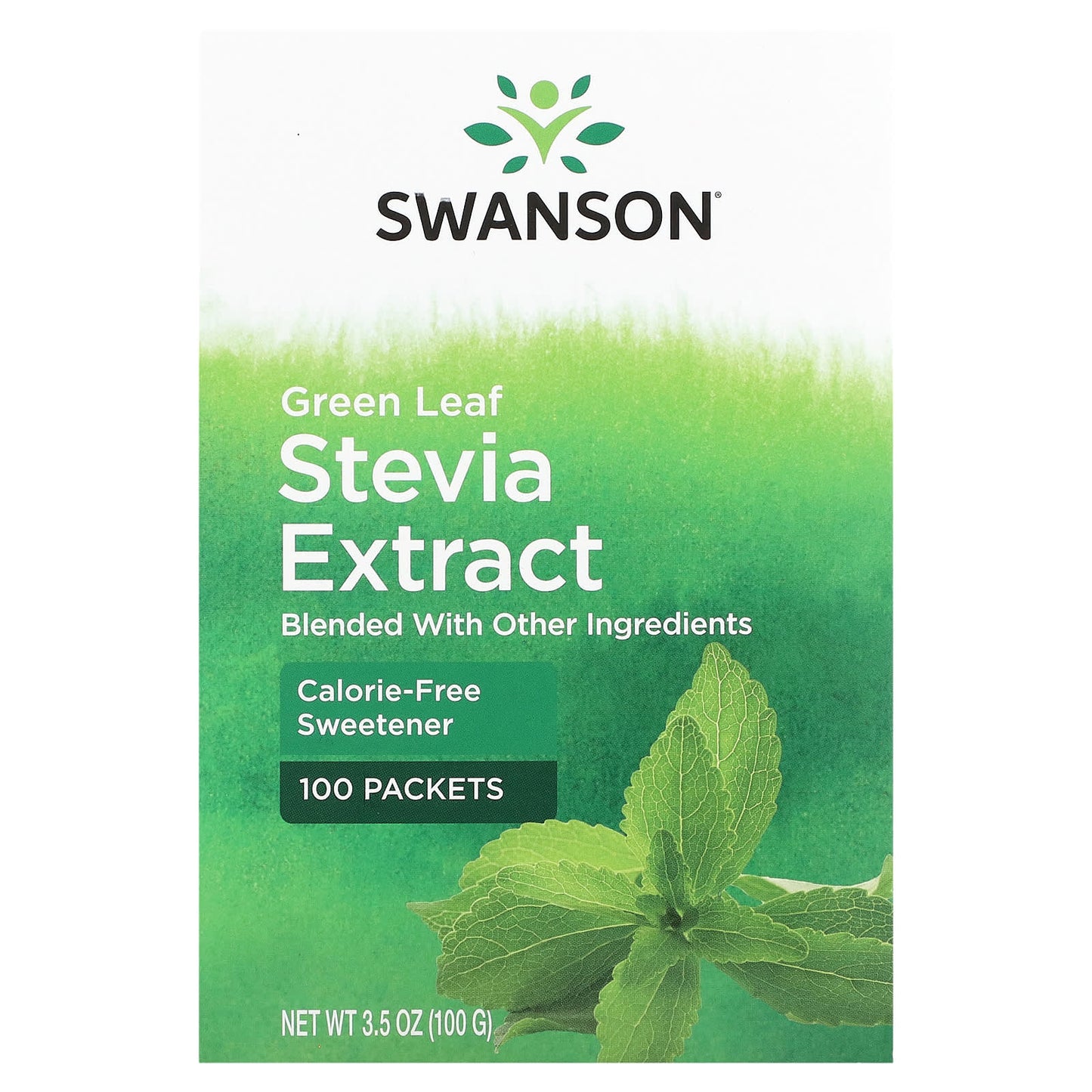 Swanson, Green Leaf Stevia Extract, 100 Packets - Image 1