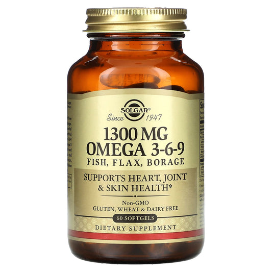 Solgar, Omega 3-6-9, 1,300 mg, 60 Softgels - Image 1