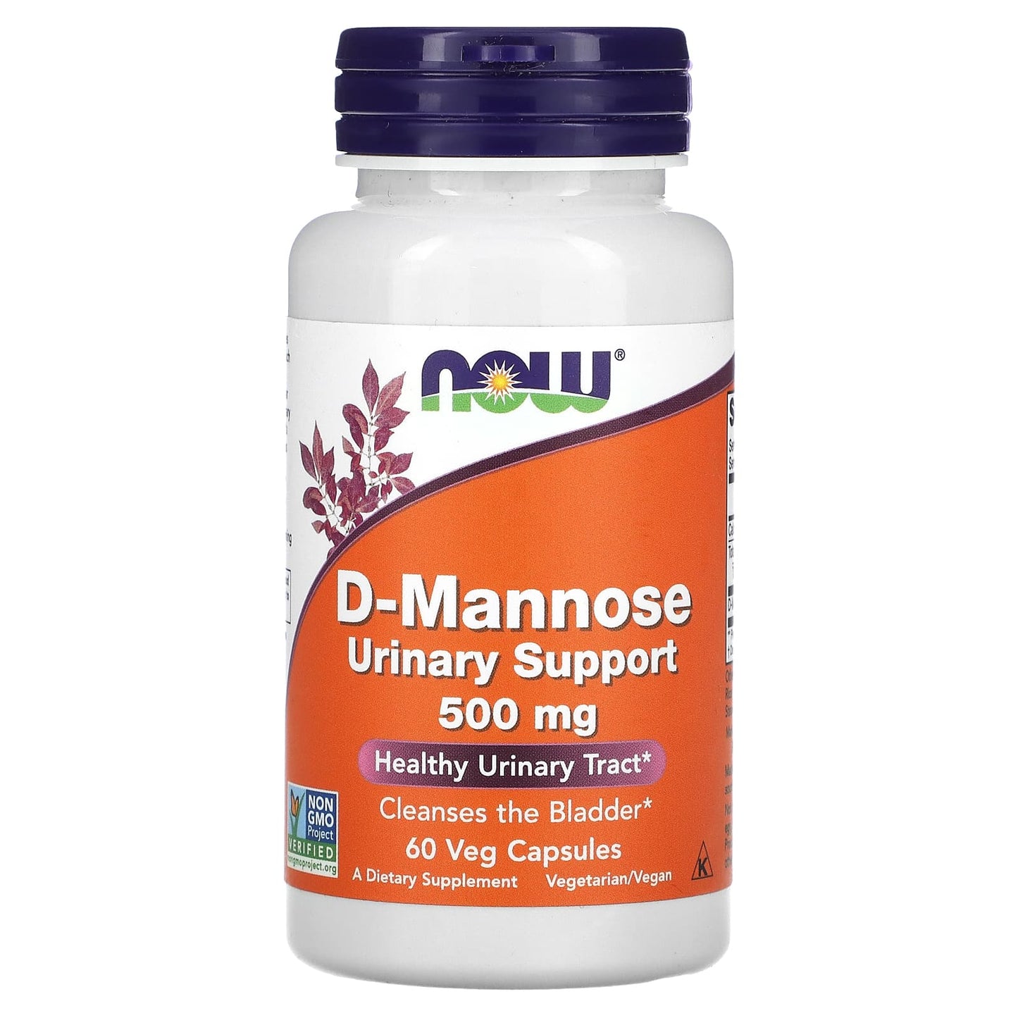 NOW Foods, D-Mannose, 500 mg, 60 Veg Capsules - Image 1