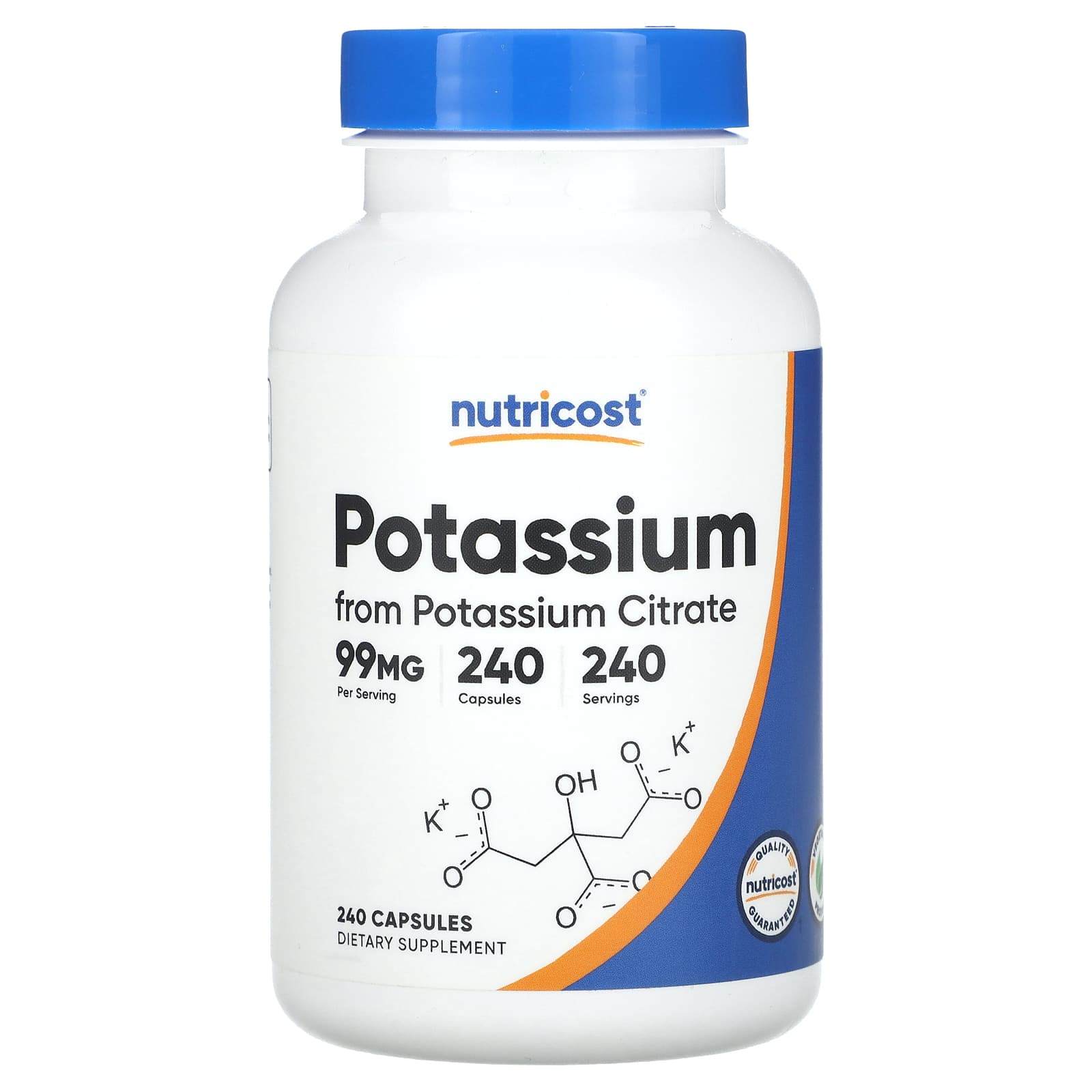 Nutricost, Potassium, 99 mg, 240 Capsules - Image 1