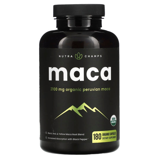 NutraChamps, Maca, 180 Organic Capsules - Image 1