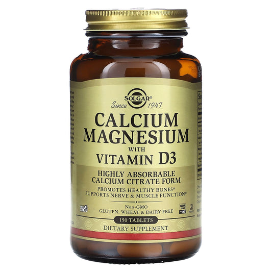 Solgar, Calcium Magnesium with Vitamin D3, 150 Tablets - Image 1