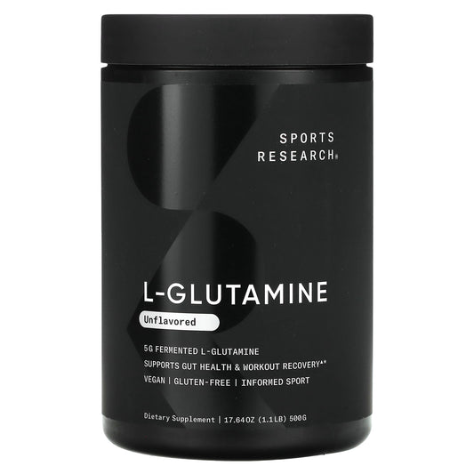 Sports Research, L-Glutamine, Unflavored, 1.1 lbs (500 g) - Image 1