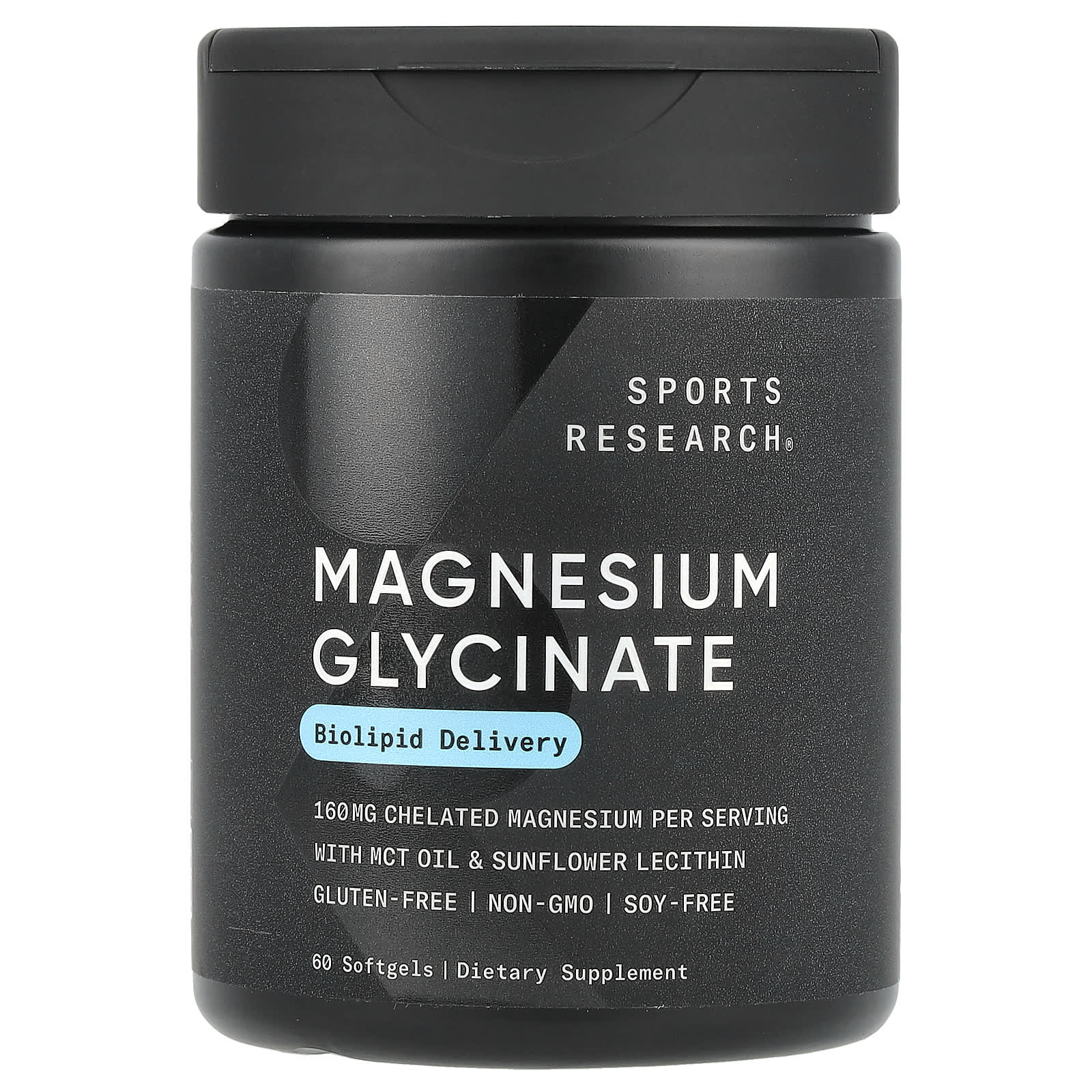 Sports Research, Magnesium Glycinate, 60 Softgels (80 mg per Softgel) - Image 1