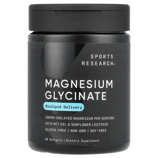Sports Research, Magnesium Glycinate, 60 Softgels (80 mg per Softgel) - Image 1