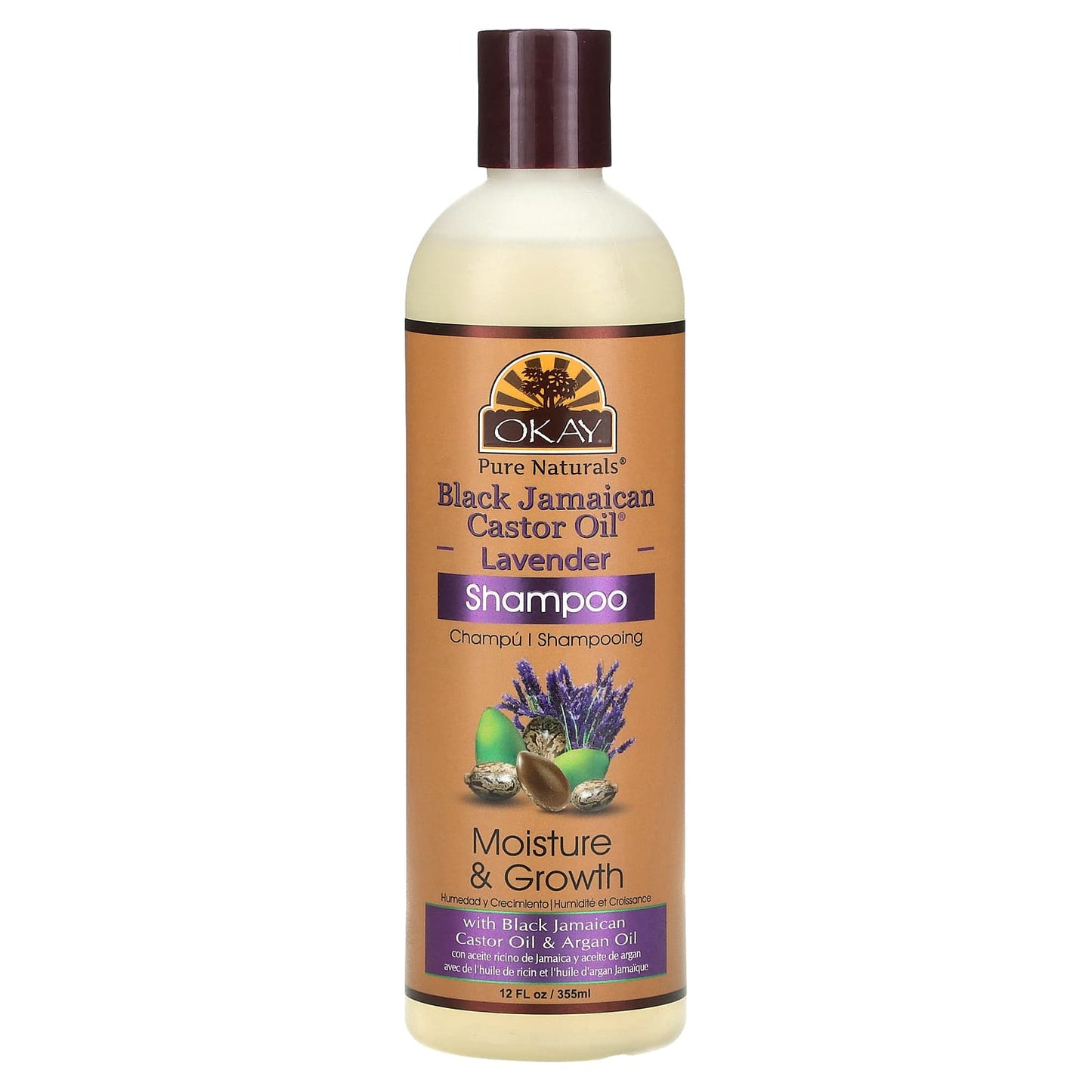 Okay Pure Naturals, Black Jamaican Castor Oil, Shampoo, Lavender, 12 fl oz (355 ml) - Image 1