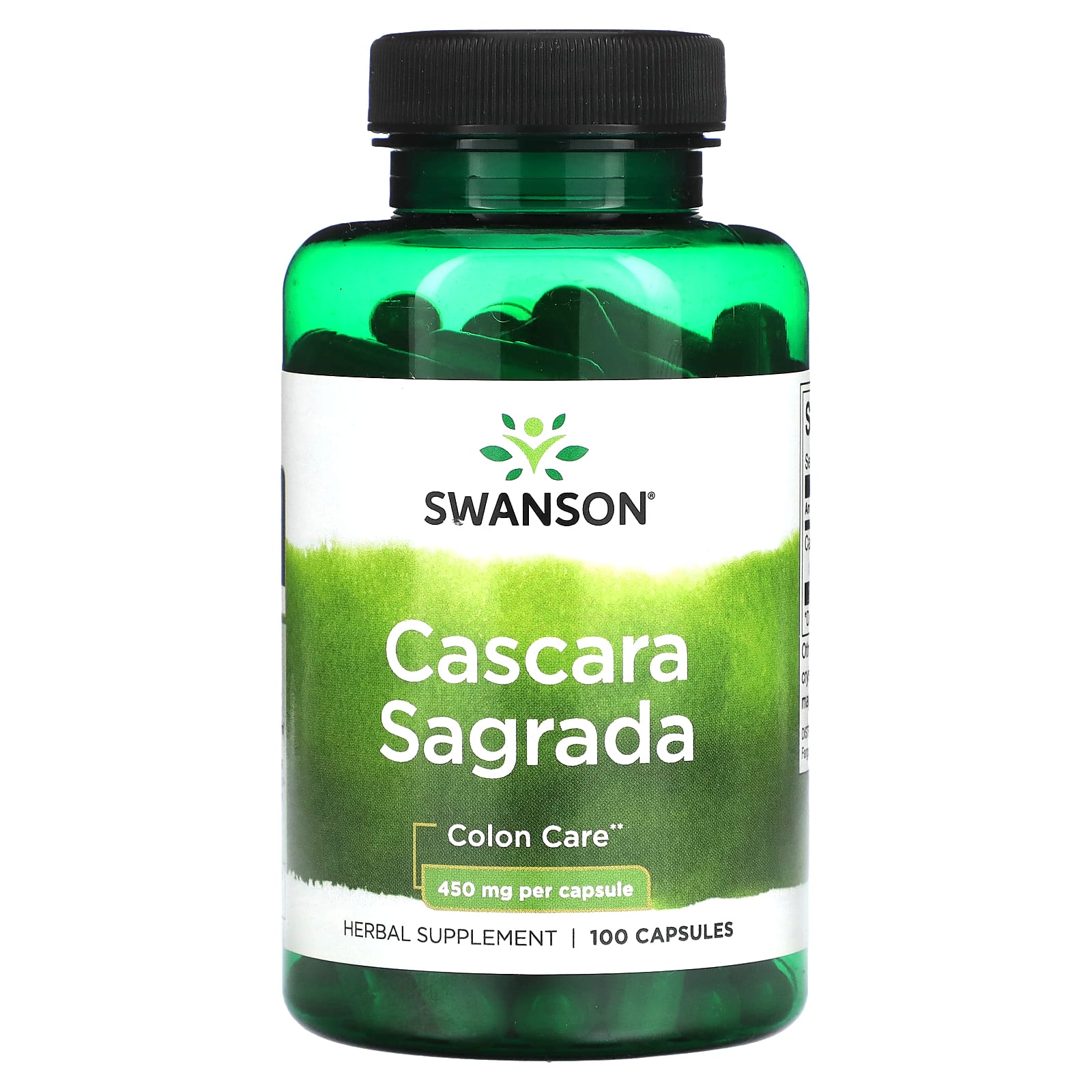 Swanson, Cascara Sagrada, 450 mg, 100 Capsules - Image 1