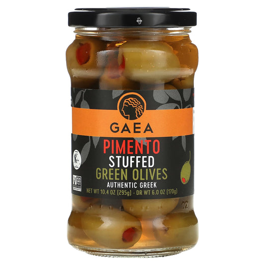 Gaea Greek Pimento Stuffed Green Olives, 10.4 oz - Image 1