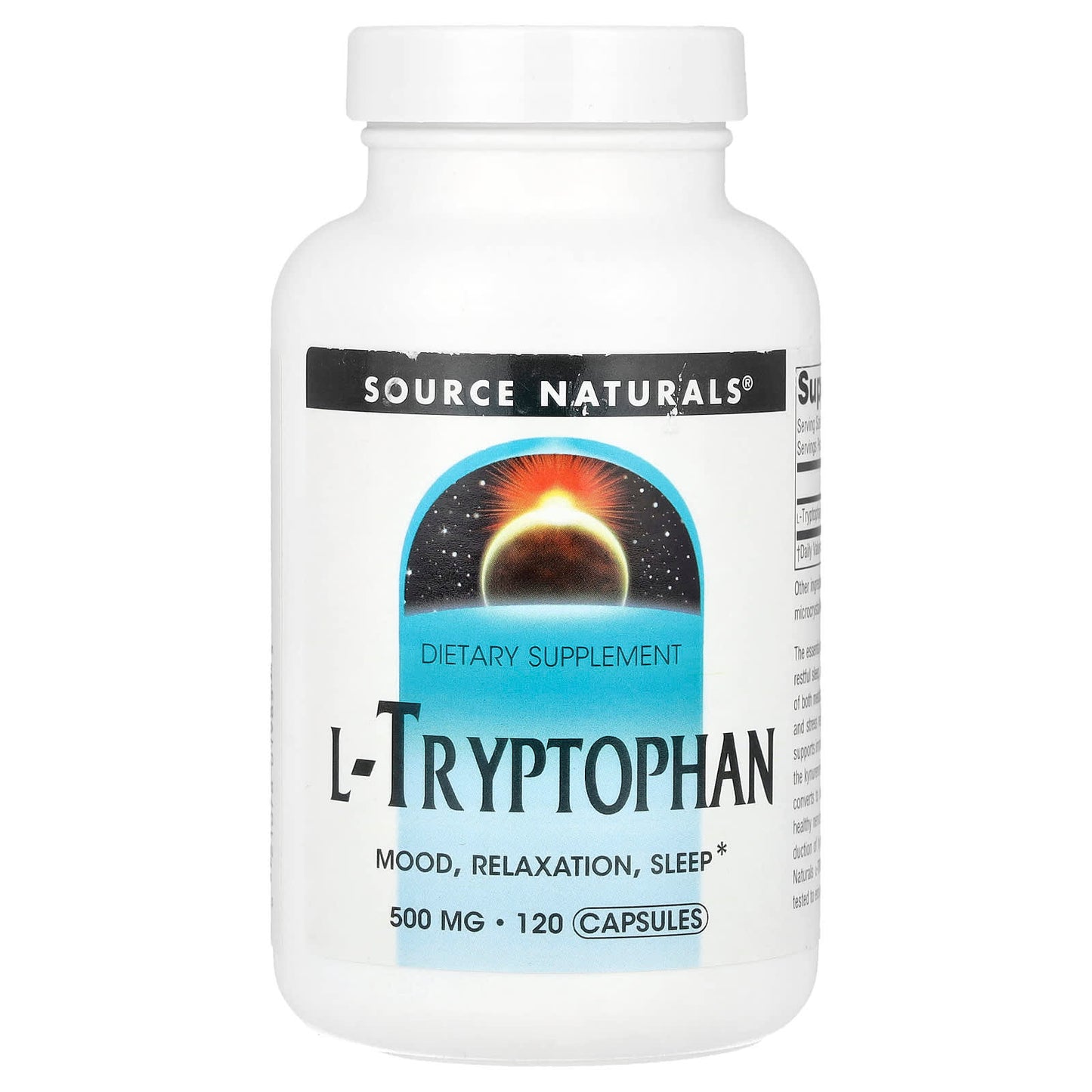 Source Naturals, L-Tryptophan, 500 mg , 120 Capsules - Image 1