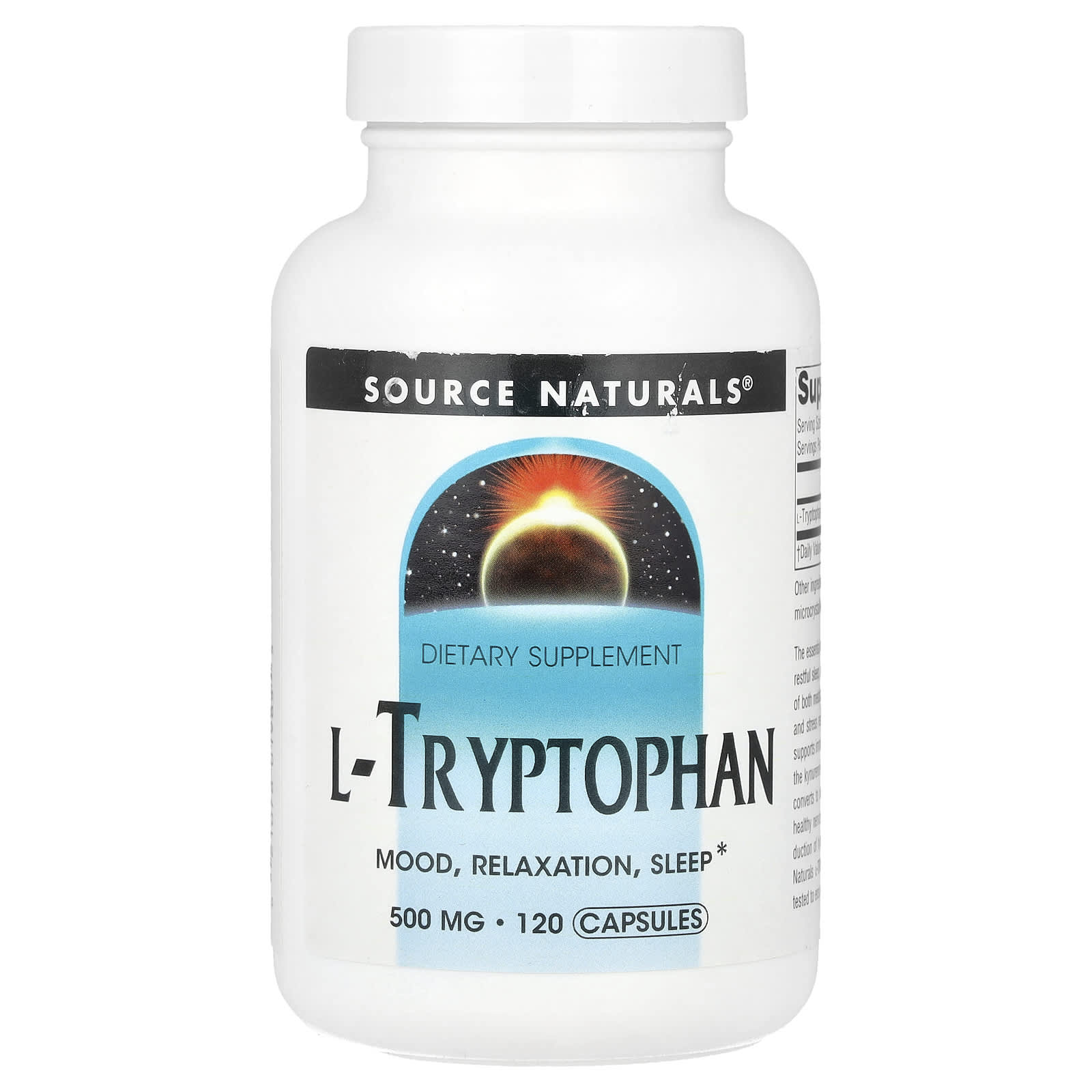 Source Naturals, L-Tryptophan, 500 mg , 120 Capsules - Image 1
