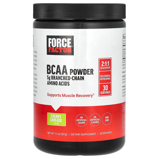 Force Factor BCAA Powder | Cherry Limeade | 7.1 oz | Fast Muscle Recovery - Image 1