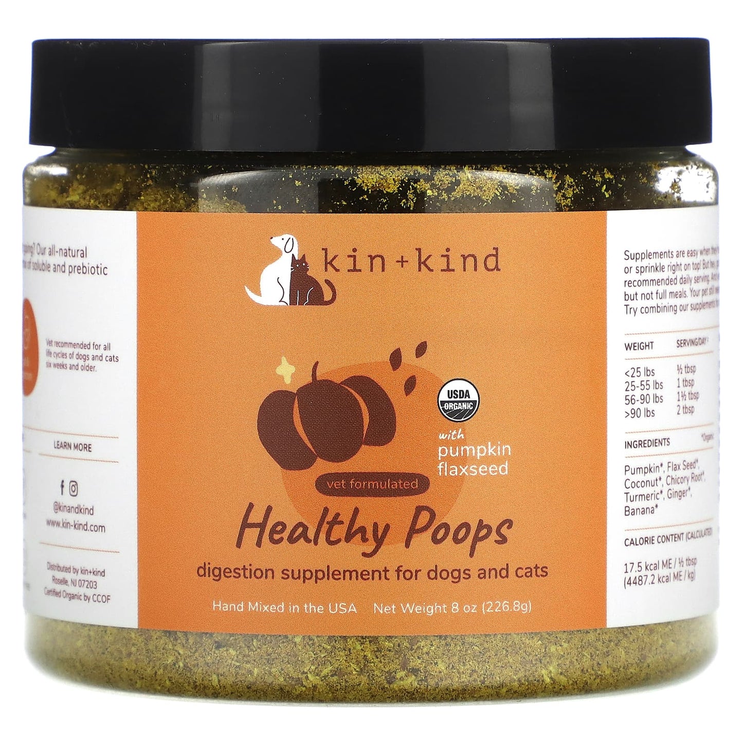 Kin+Kind, Healthy Poops With Pumpkin Flaxseed, For Dogs & Cats, 8 oz (226.8 g) - Image 1