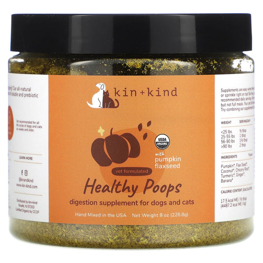 Kin+Kind, Healthy Poops With Pumpkin Flaxseed, For Dogs & Cats, 8 oz (226.8 g) - Image 1