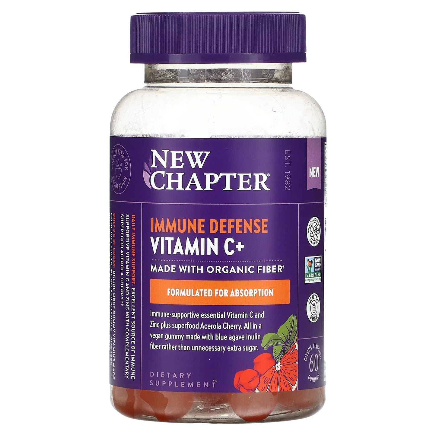 New Chapter, Immune Defense Vitamin C+, Citrus, 60 Gummies - Image 1