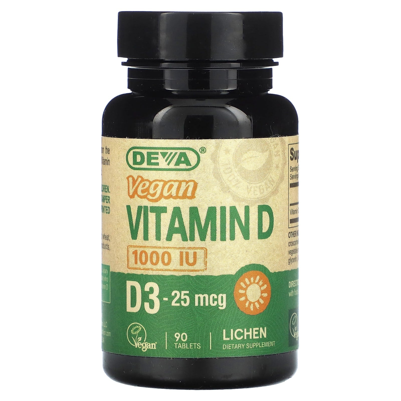 Vegan Vitamin D3 25mcg (1000 IU) by Deva - Plant-Based Dietary Supplement - Image 1