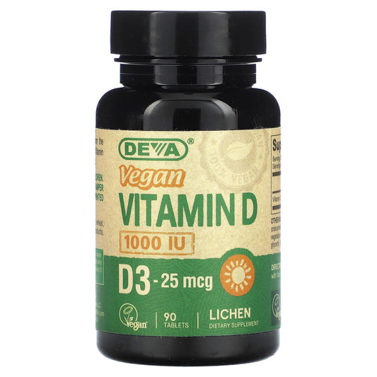 Vegan Vitamin D3 25mcg (1000 IU) by Deva - Plant-Based Dietary Supplement - Image 1