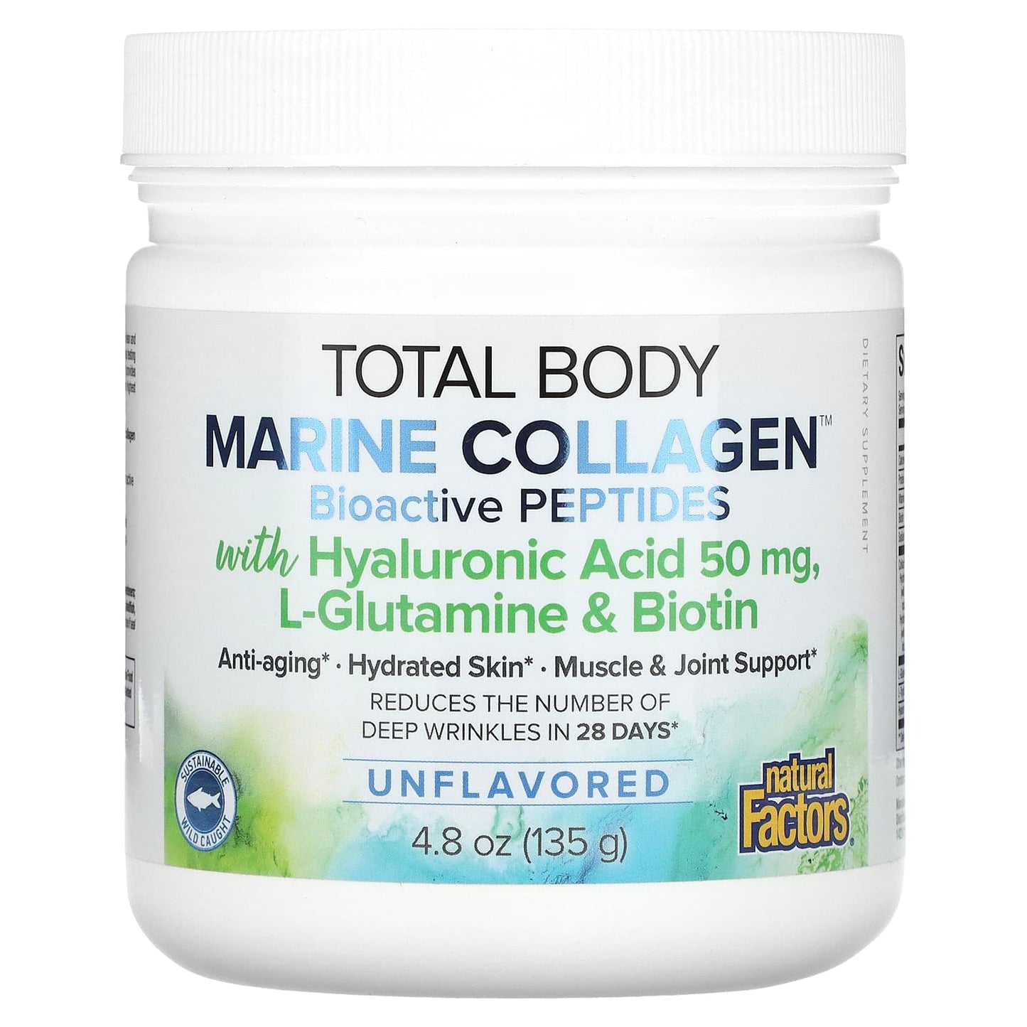 Natural Factors, Total Body Marine Collagen, Bioactive Peptides, Unflavored, 4.8 oz (135 g) - Image 1