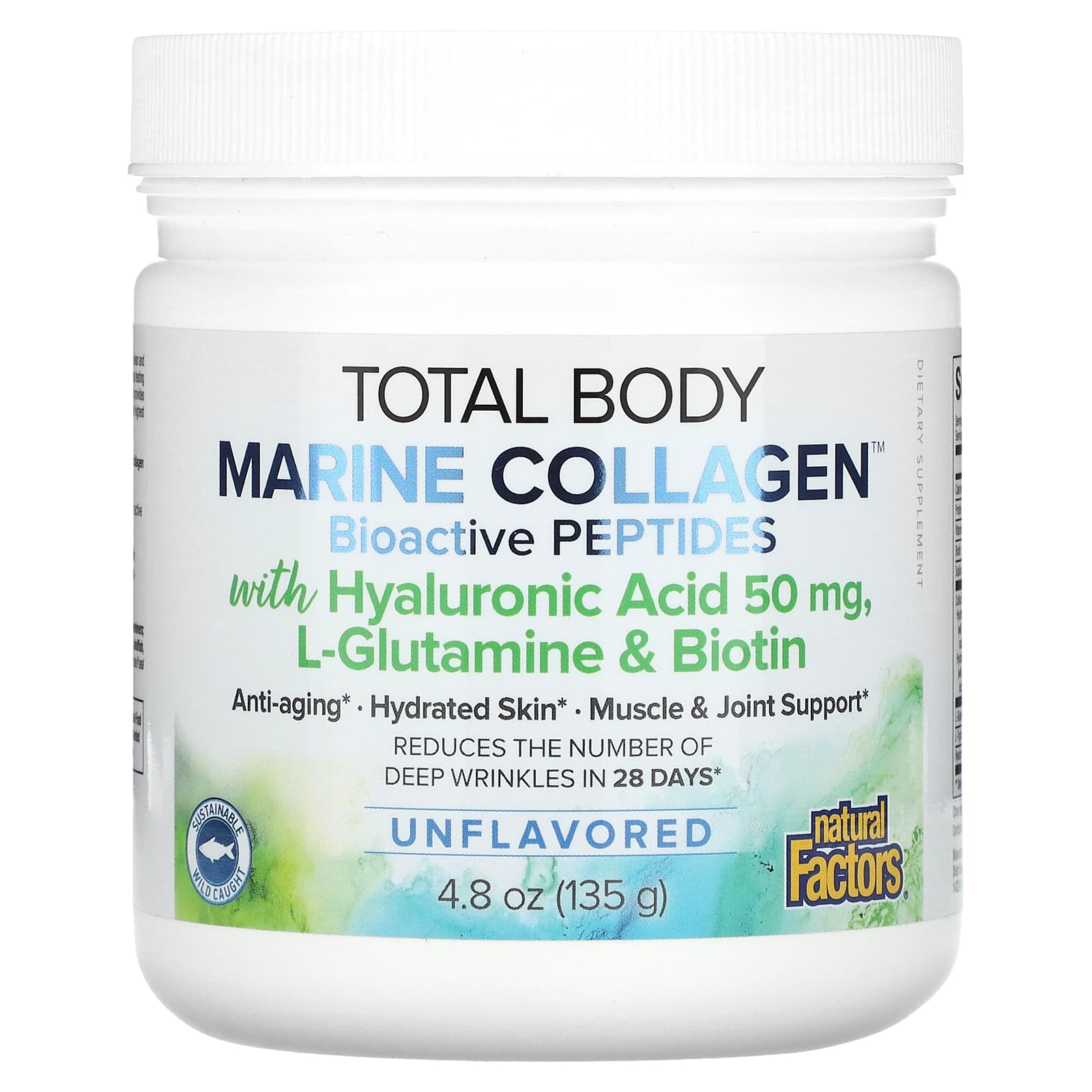 Natural Factors, Total Body Marine Collagen, Bioactive Peptides, Unflavored, 4.8 oz (135 g) - Image 1