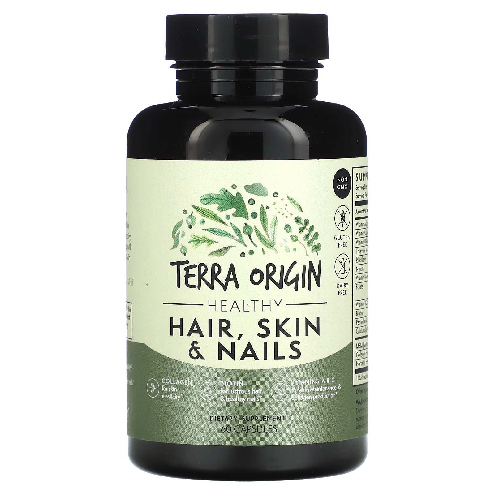 Terra Origin, Healthy Hair, Skin & Nails, 60 Capsules - Image 1