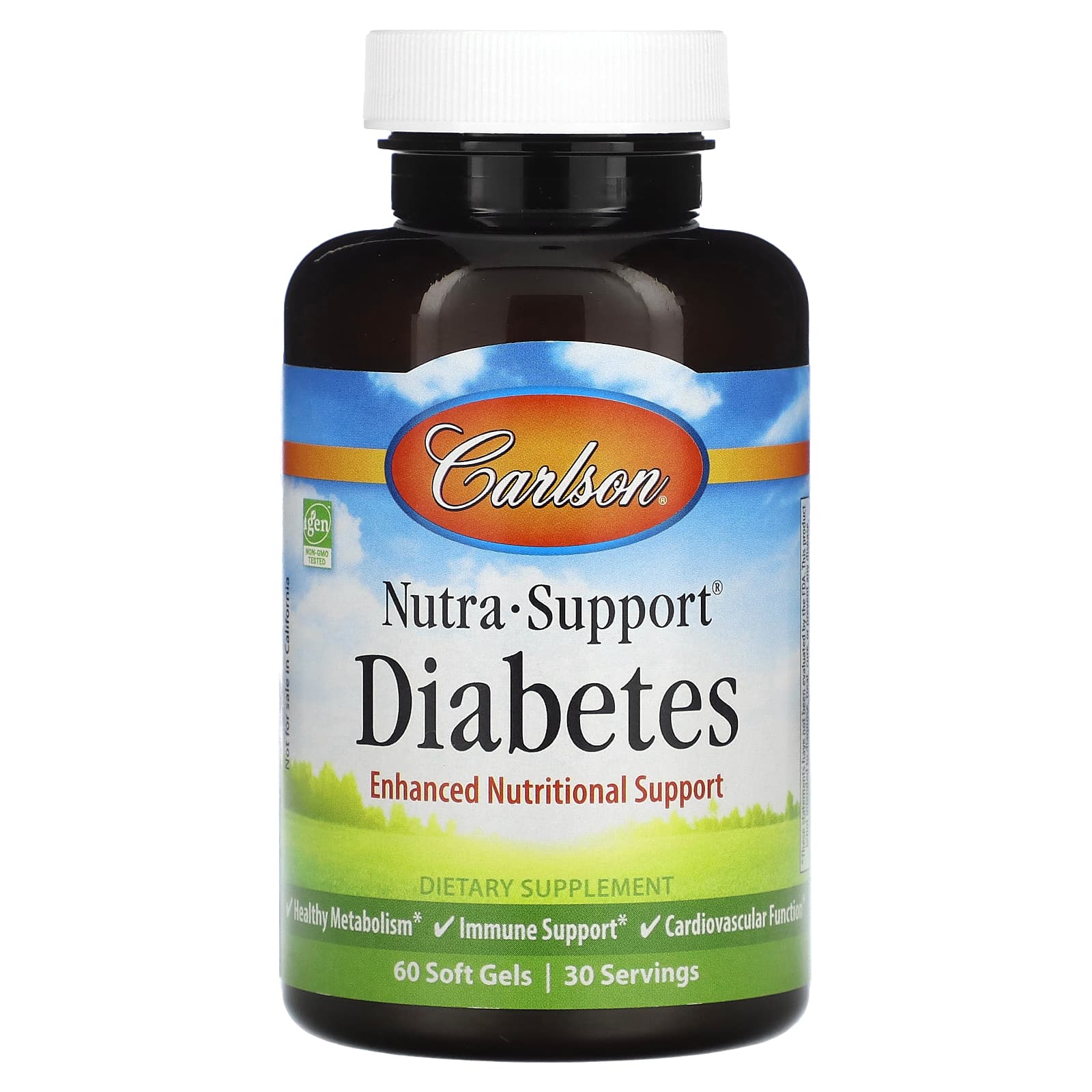 Carlson Nutra-Support Diabetes Support Supplement 60 Soft Gels - Image 1