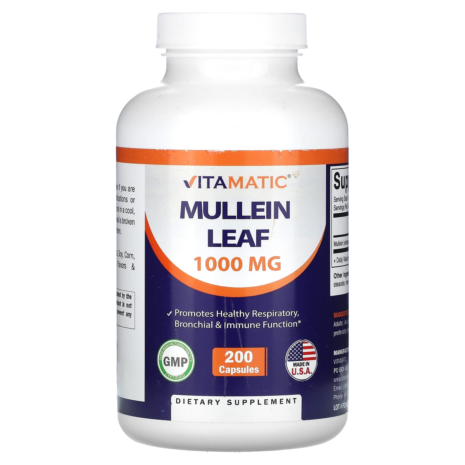 Vitamatic, Mullein Leaf, 200 Capsules (333 mg per Capsule) - Image 1